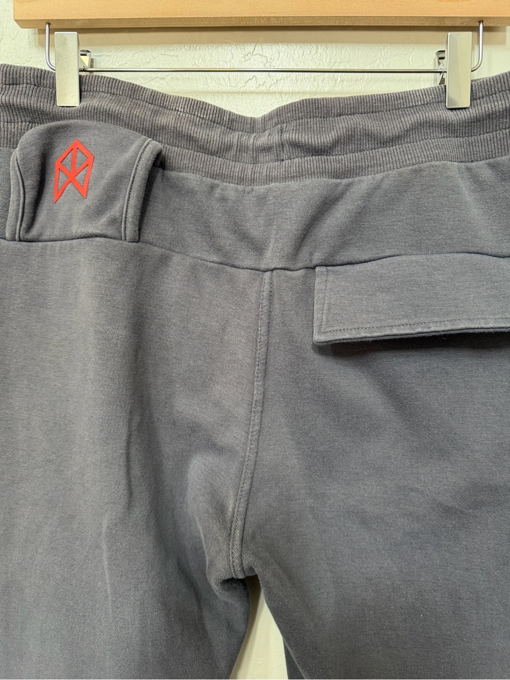 Men's Dark Gray Drawstring Joggers with Side Zip Pocket - Picture 4 of 5